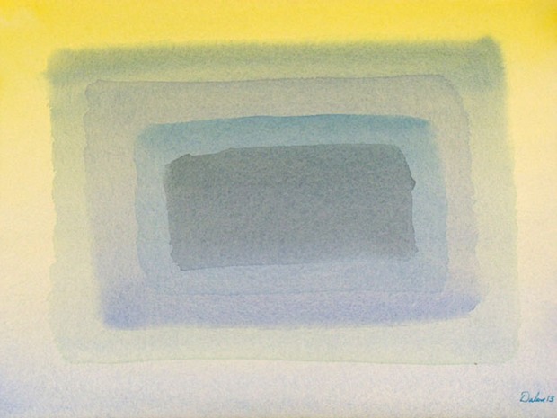 fading yellow color-field, watercolor painting